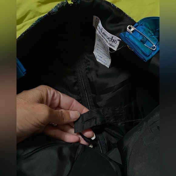 Vintage Guy Laroche France metallic brocade cocktail dress lions unicorns 42 S M - Picture 11 of 15